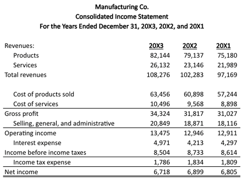 Hypothetical Consolidated Income Statement