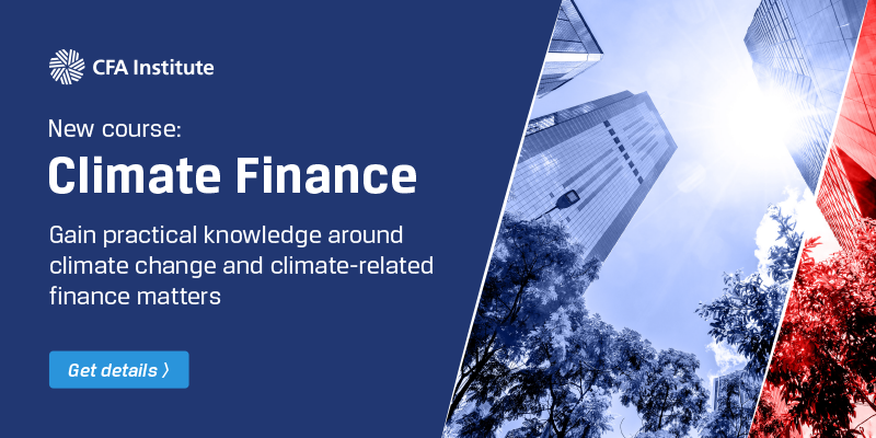 Banner for CFA Institute Climate Finance Course